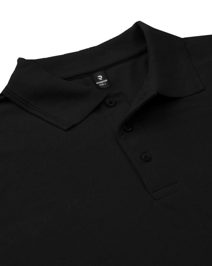 SOLID POLO T-SHIRT - BLACK - Image 2