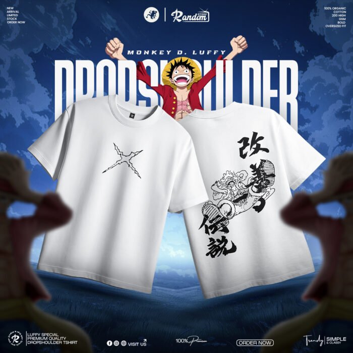 Luffy Gear 5 SPECIAL EDITION WHITE DROPSHOULDER - Image 1